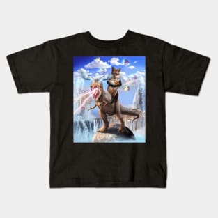 Fox Riding Dinosaur Kids T-Shirt